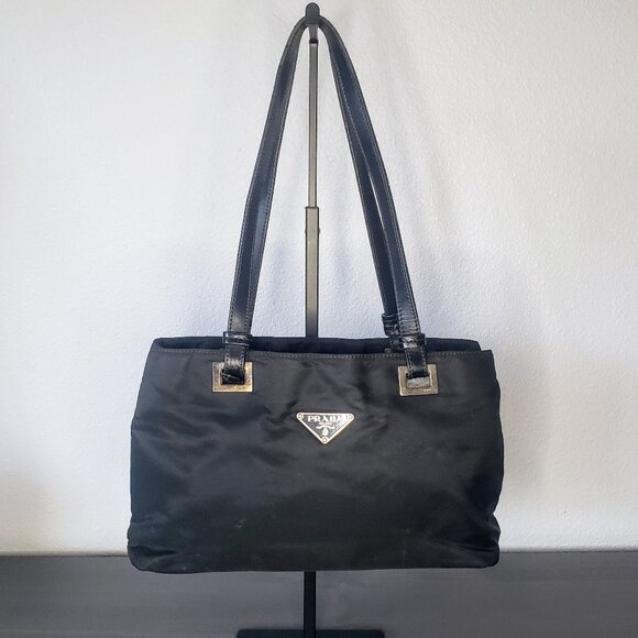 Prada Tote - Black Nylon and Leather w/ Silver Hardware - Picture 1 of 10
